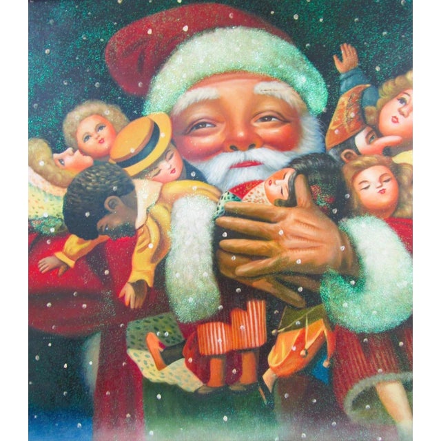 1990s Large Christopher Radko Oil Painting "Christmas Joy" Ltd. Ed. 160/500 Framed Coa For Sale - Image 4 of 15