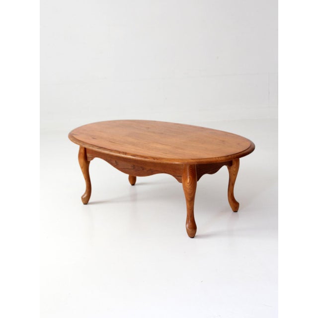 Vintage Oak Oval French Provincial Coffee Table For Sale - Image 16 of 17