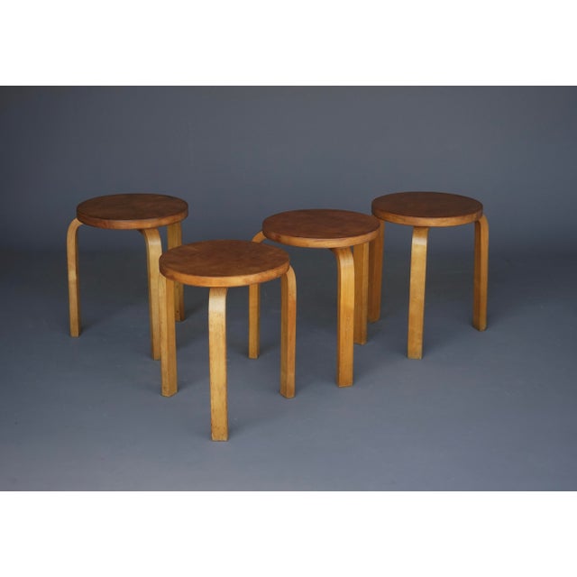 Modern Model 60 Stools by Alvar Aalto for Finnmar, 1930s, Set of 4 For Sale - Image 3 of 18