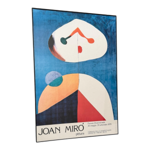 Joan Miro Vintage 1979 Mid Century Modern Lithograph Print Framed Italian Exhibition Poster " Portrait II " 1938