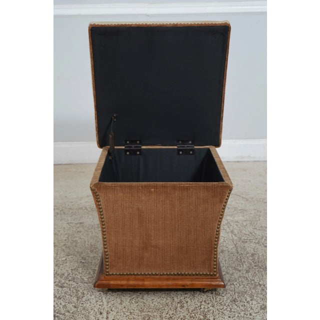 Leather Seat Square Lift Top Stool W. Storage For Sale - Image 9 of 12