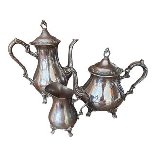 Vintage Gorham Silverplate 3-Piece Tea & Coffee Service Set – Ornate Victorian Style For Sale