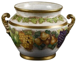 Hand-Decorated Ceramic Cache Pot by Batignani Prochet Torino