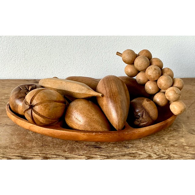Vintage Boho Leilani Carved Wood Fruit Bowl For Sale - Image 11 of 12
