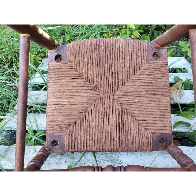 1960s Ladderback Dining Chair Rush Woven Seat For Sale - Image 10 of 11