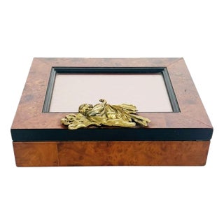 20th Century Brass, Glass and Burl Wood Box, France For Sale