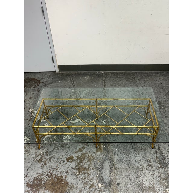 Vintage Golden Faux Bamboo Coffee Table For Sale - Image 4 of 12