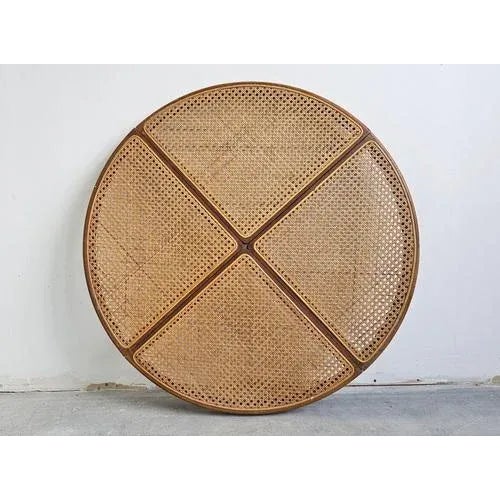 Brown Dining Table with Cane Top attributed to Mundus, Former Yugoslavia, 1960s For Sale - Image 8 of 9