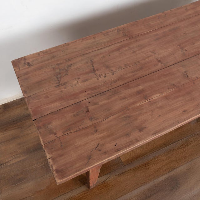 19th Century Original Red Painted Swedish Pine Farm Table Console For Sale - Image 10 of 15