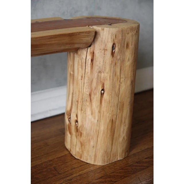 Beige 1970s Teak Wood Bench, Modern Organic, Cylindrical Legs For Sale - Image 8 of 12