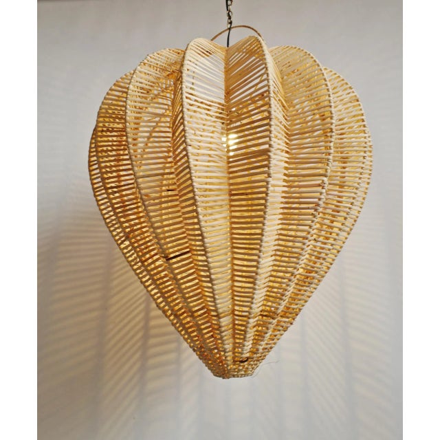 Contemporary Raw Rattan Starfruit Pendant Light Medium For Sale In Los Angeles - Image 6 of 9