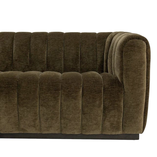 Olive Velvet Tufted Sofa For Sale In Los Angeles - Image 6 of 8