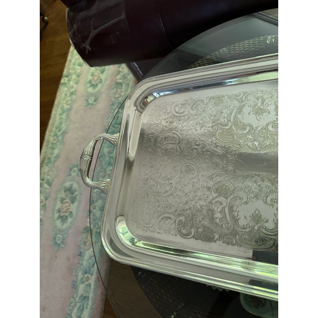 Late 20th Century Vintage Footed Butler Silverplate Tray by Empress FEDERAb Silver Co. For Sale - Image 5 of 9