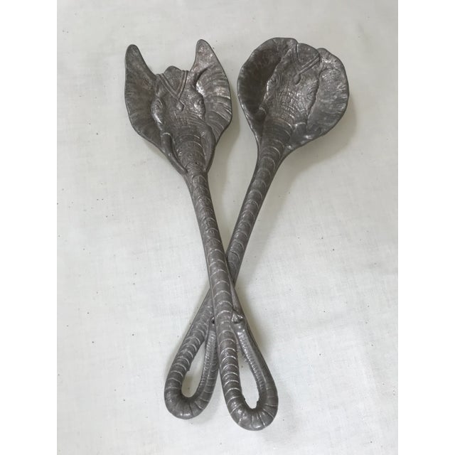 Metal Vintage Arthur Court Elephant Salad Servers For Sale - Image 7 of 7