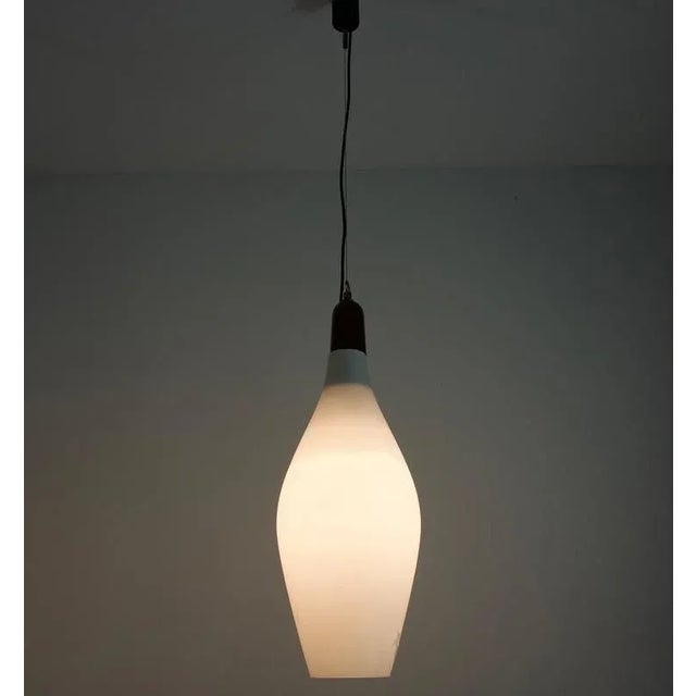 Mid-Century Modern Italian Pendant Lamps in Teak and Opal Glass, 1960s, Set of 2 For Sale - Image 13 of 14