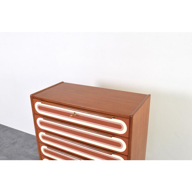 Mid-Century Modern Op-Art Hand-Painted Teak Chest of Drawers, 1960s For Sale - Image 14 of 18