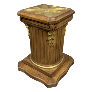 Vintage Column Pedestal in Carved Wood For Sale