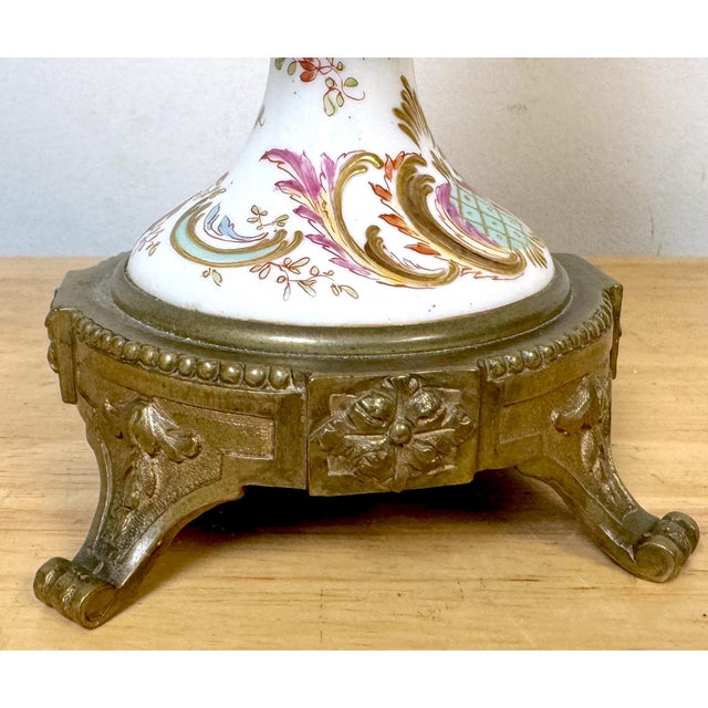 19th C. Sevres Louis XVI Style Ormolu Mounted Blanc Background Vase For Sale - Image 11 of 11