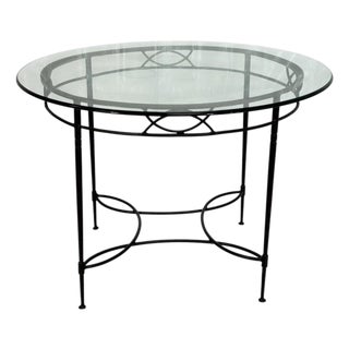 Attributed to Mario Papperzini for Janus Et Cie Iron & Glass Round Dining Table For Sale