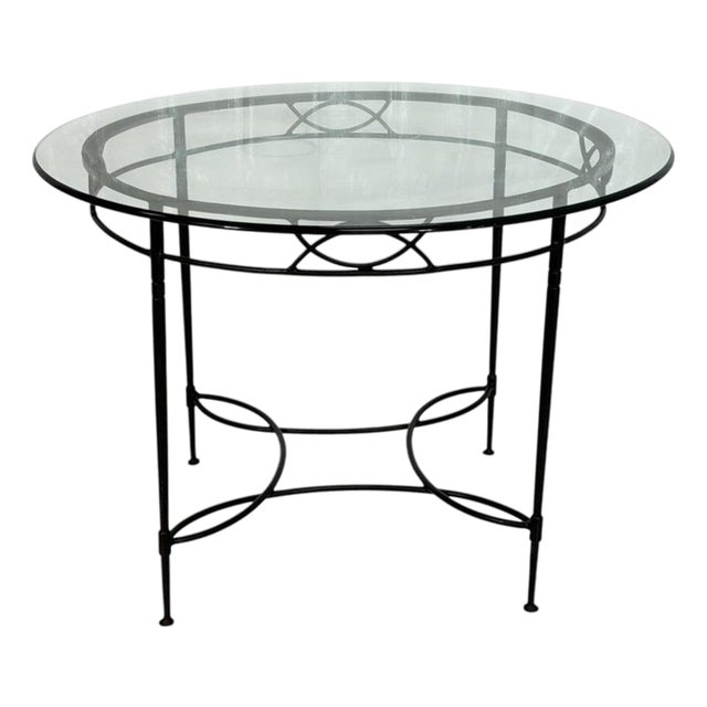 Attributed to Mario Papperzini for Janus Et Cie Iron & Glass Round Dining Table For Sale
