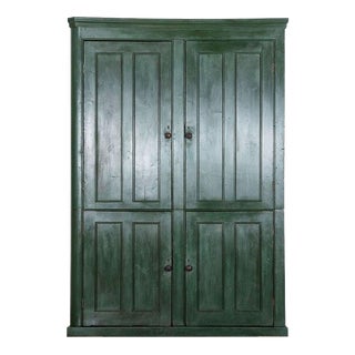 Large 19th Century English Painted Pine Housekeeper's Cupboard, 1880s For Sale