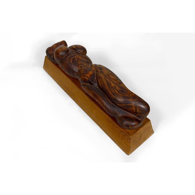 Brutalist Sculpture of Female Body in Cedar and Oak by Seillé M, France, 1970s For Sale - Image 6 of 17