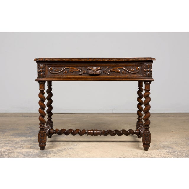 Late 19th Century Late 19th Century French Henry II Carved Oak Writing Table For Sale - Image 5 of 18