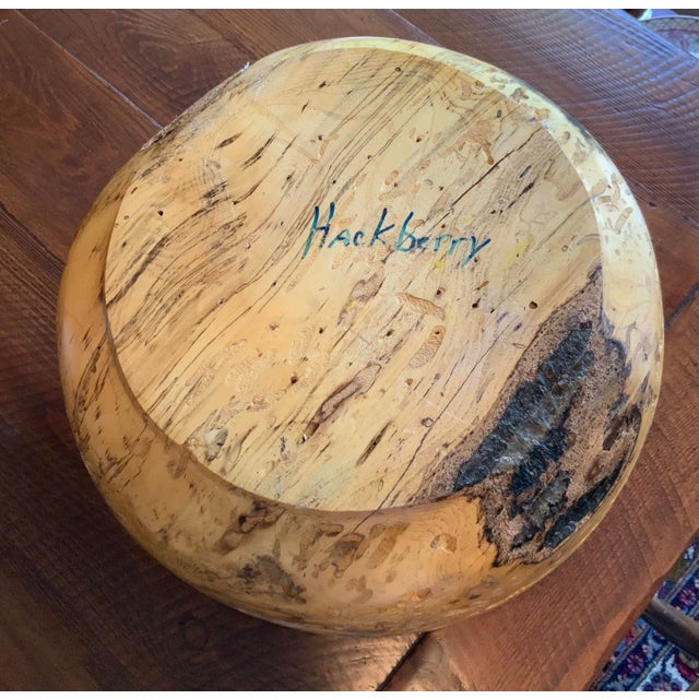 Late 20th Century Large Hand‑Turned Hackberry Wood Live Edge Bowl for ...