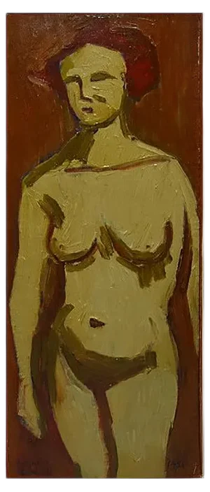 Edgardo Corbelli, Orange Nude Oil Painting, 1952