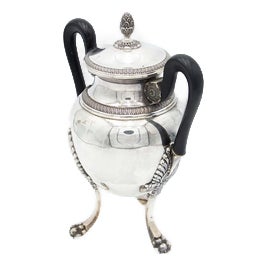 Silver Pot with Embossed Acanthus Leaves For Sale