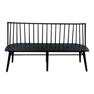 Modern Black Oak Finished Windsor Dining Bench For Sale