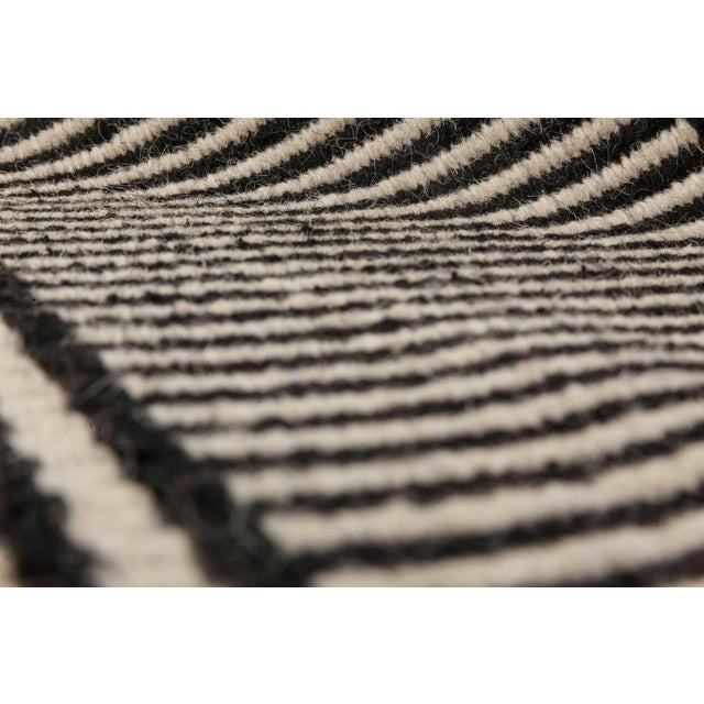 Art Deco Custom Modern Striped Black Beige Flat-Woven Wool Rug by Doris Leslie Blau For Sale - Image 3 of 7
