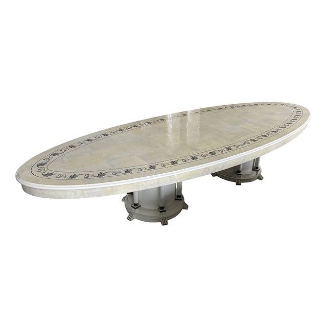 Oval Parchment Coffee Table, 1980s For Sale