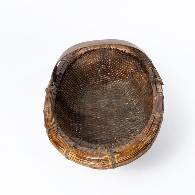 Antique Chinese Willow Gathering Basket For Sale - Image 6 of 12