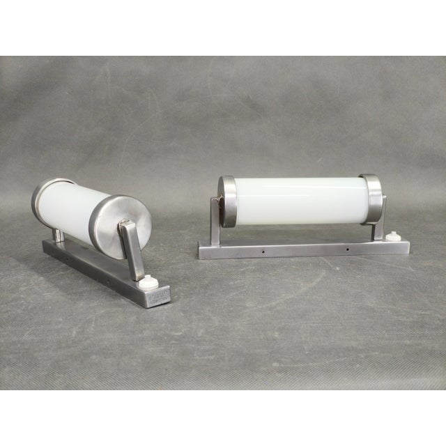 1930s Art Deco Chrome and Glass Wall Lights, 1930s, Set of 2 For Sale - Image 5 of 11