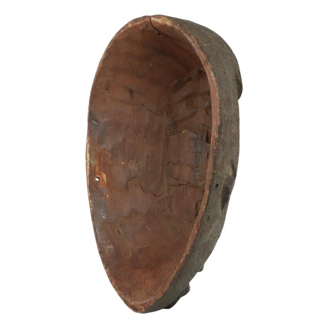 Brown Vintage African Ceremonial Tribal Art Wooden Mask For Sale - Image 8 of 12
