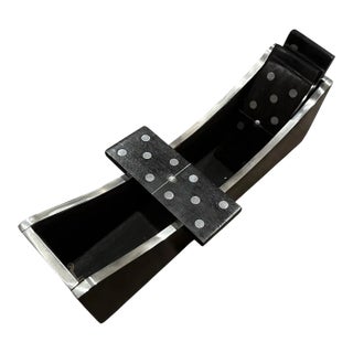 1990s Modern Luxury Wood and Silver Plated Italian Domino Table Game For Sale