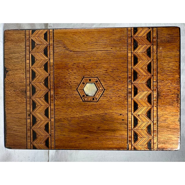Late 19th Century Victorian Black Walnut Tunbridge Ware Tea Caddy Box, Circa 1880. For Sale - Image 5 of 12