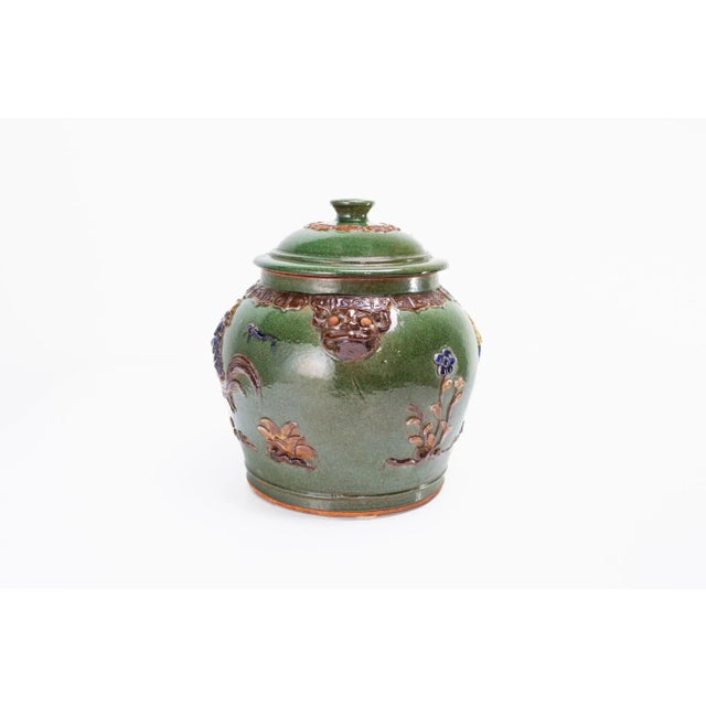 Majolica Pottery Painted Jar For Sale - Image 4 of 4