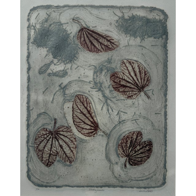 "Floating Leaves" Collograph by Laura Ames 1984 For Sale - Image 4 of 13
