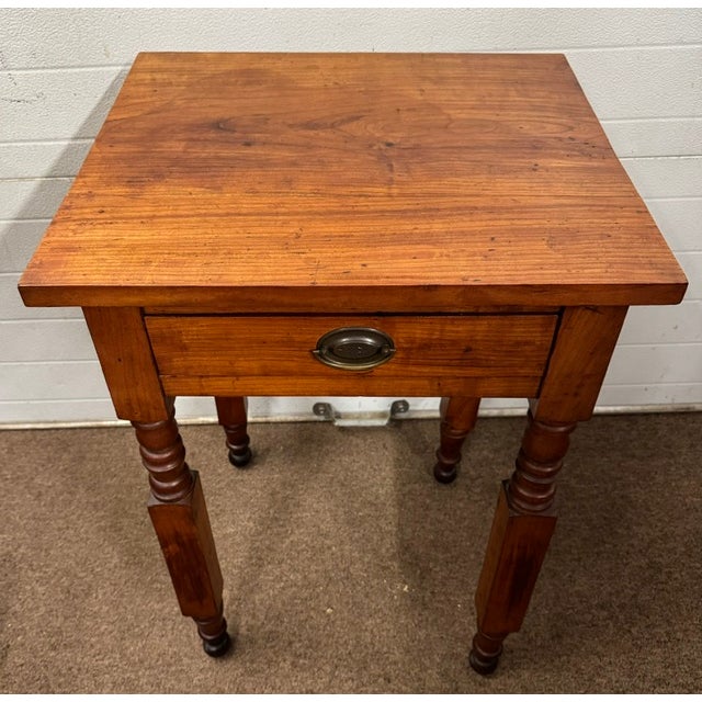 Nice antique solid cherry 1 drawer stand made in New York state probably second quarter of the 19th century. Table is 20...