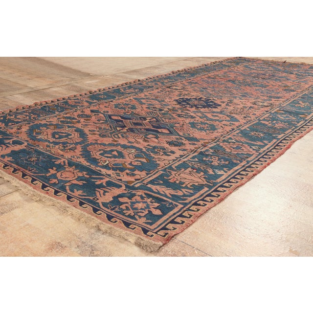 Rose Vintage Persian Soumak Rug, 05'00 X 10'10 For Sale - Image 8 of 10