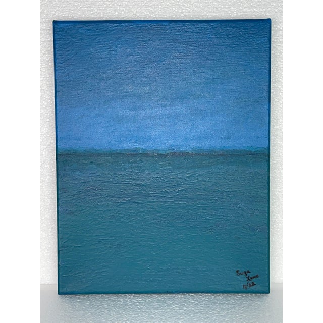 Wood Blue Green Water Seascape Original Painting H2o #107 For Sale - Image 7 of 12