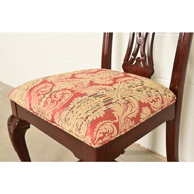 Wood Ethan Allen Chippendale Carved Mahogany Side Chairs or Dining Chairs, Pair For Sale - Image 7 of 13