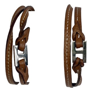 1990s Hermes “Tillet” Leather Wrap Bracelets - A Pair - For Sale