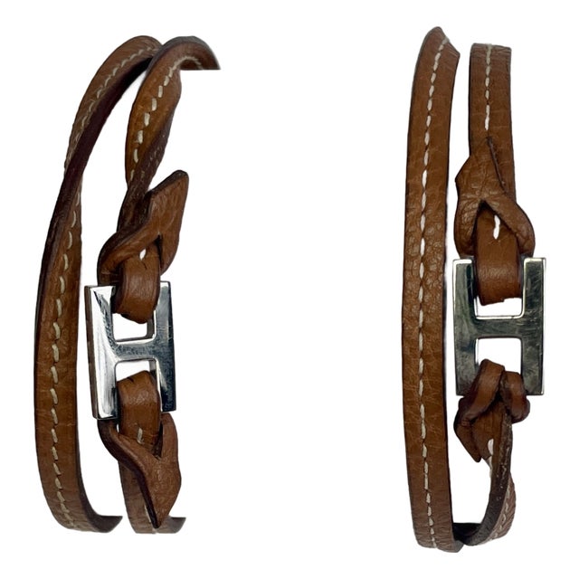 1990s Hermes “Tillet” Leather Wrap Bracelets - A Pair - For Sale