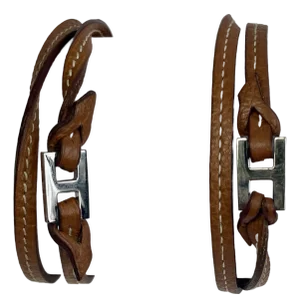 1990s Hermes “Tillet” Leather Wrap Bracelets - A Pair - Original Orange Hermes Boxes Included