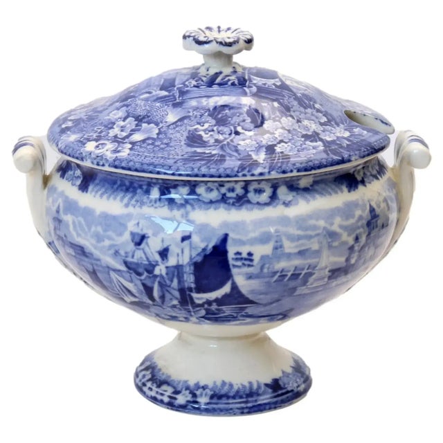 Antique Wedgwood "Ferrara" Transferware Sauce Tureen W/ Original Ladle For Sale In Los Angeles - Image 6 of 7