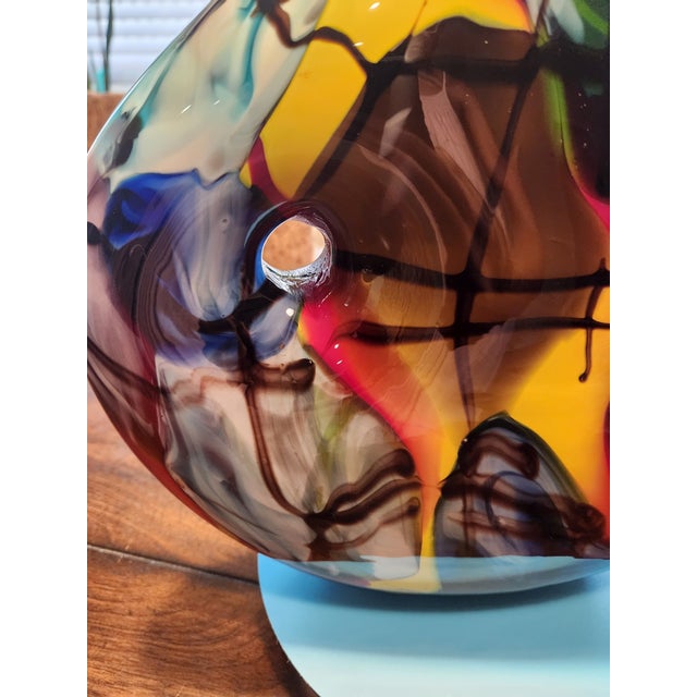 Abstract Expressionism Monumental 14" Signed v. Nason Murano Art Glass Cubist Vase 9.5lb Picasso Homage For Sale - Image 3 of 9