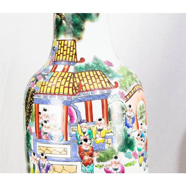 Vintage Chinese Cantonese Canton Porcelain Vases Urns, Set of 2 For Sale - Image 4 of 10